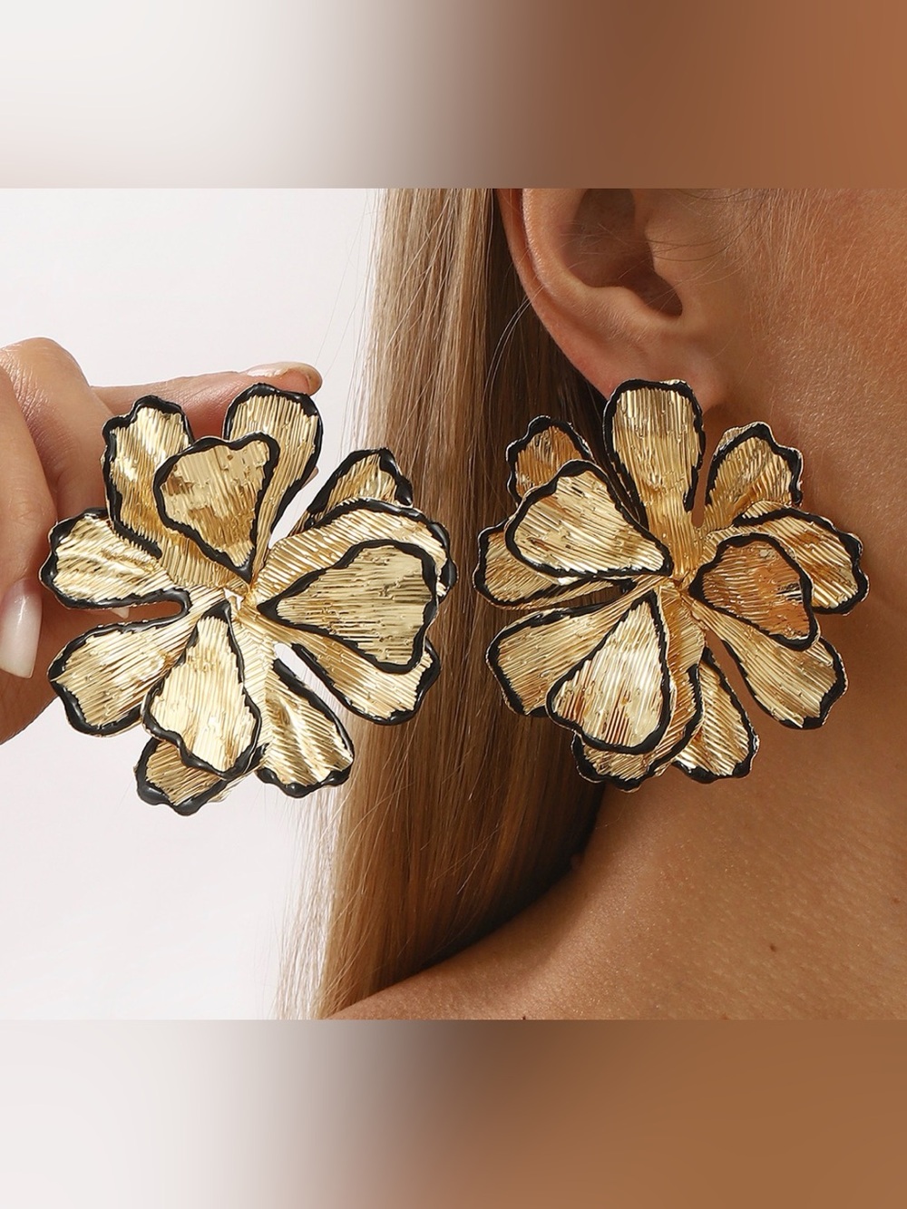 Zara Textured Flower Statement Earrings